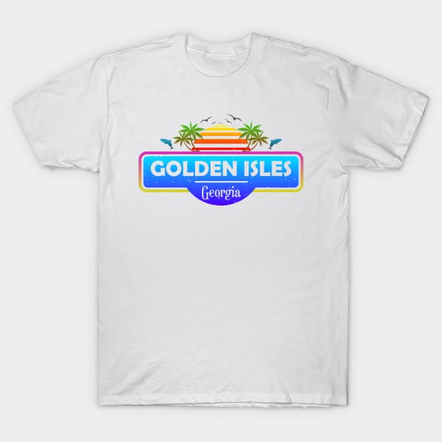 Golden Isles Beach Georgia, Tropical Palm Trees Sunset - Summer T-Shirt by Jahmar Anderson